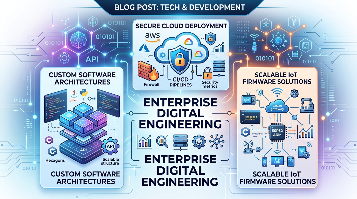 Comprehensive enterprise software architecture diagram illustrating cloud deployment and IoT integration